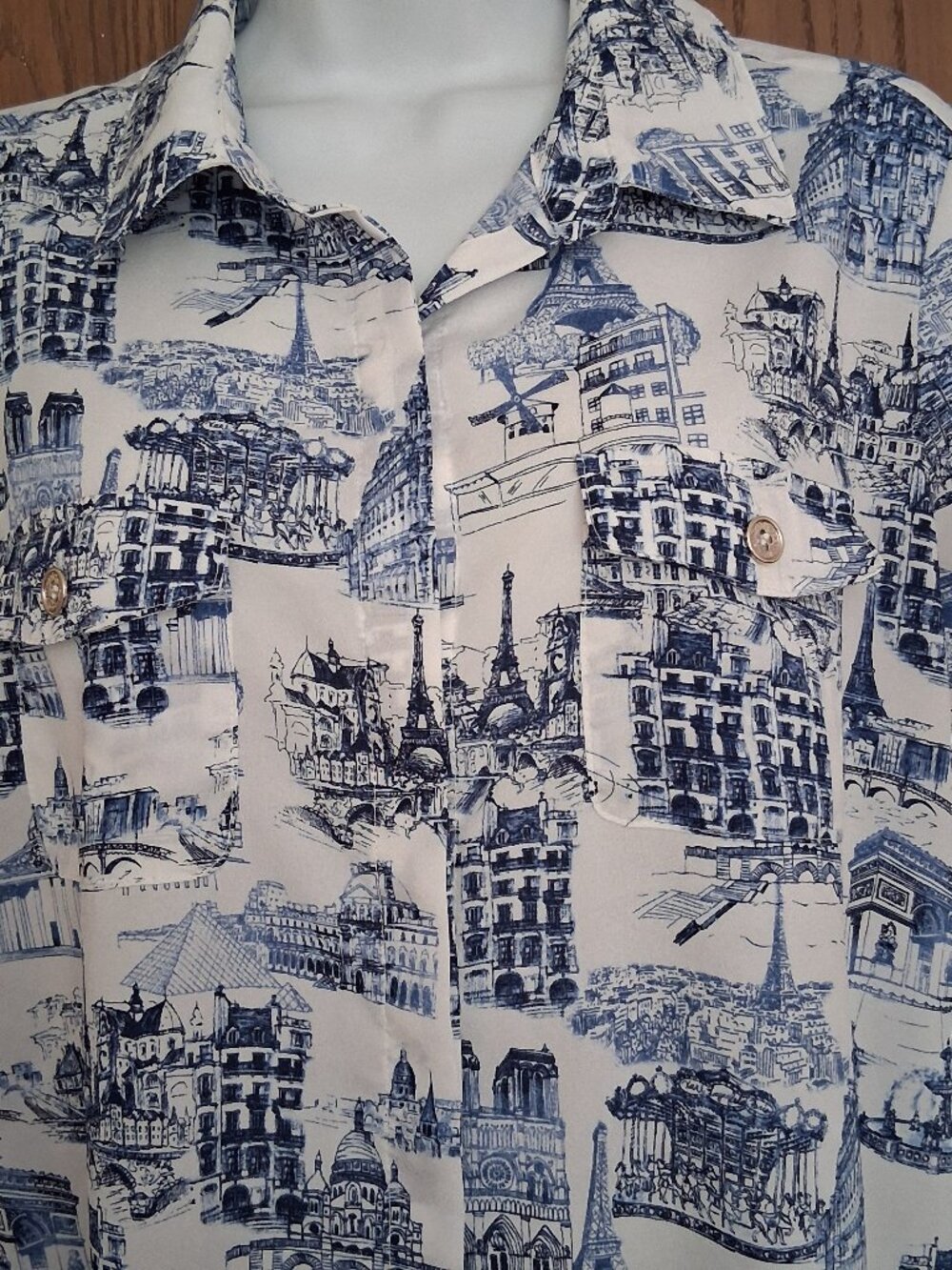 Karl Lagerfeld Women's Paris Eiffel Tower Landmarks Novelty Blouse Medium